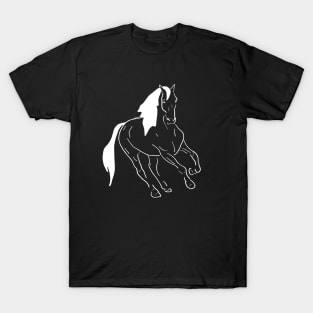 White line art running horse T-Shirt